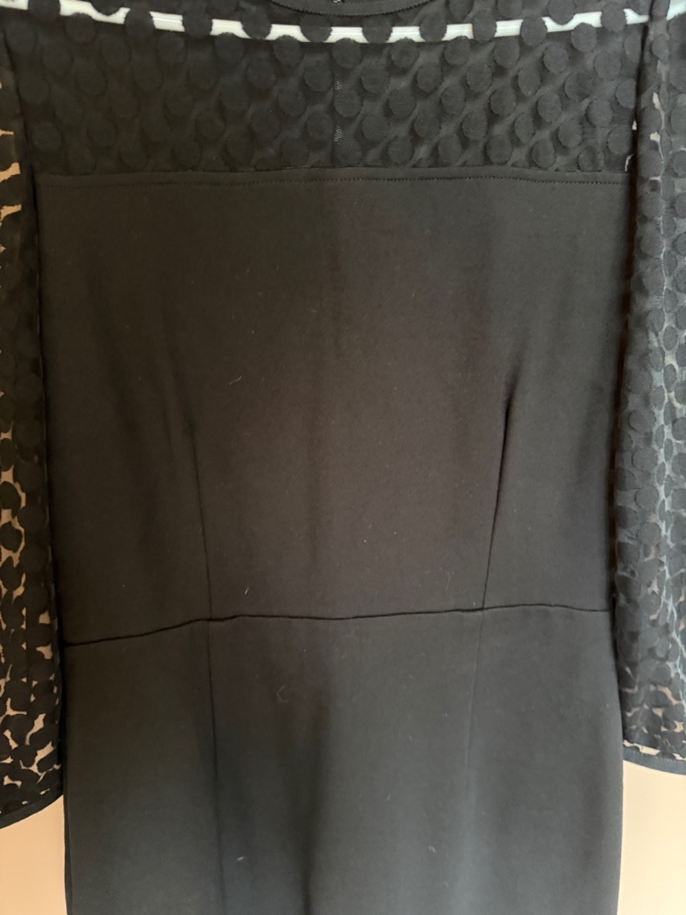 Boden Black Sheath Dress with Polka Mesh Sleeves (8R) - Picture 4 of 8